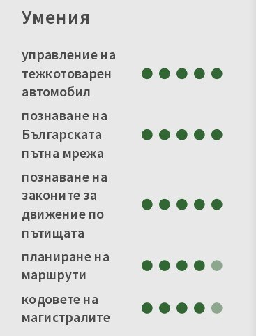 cv примерен умения на шофьор на камион